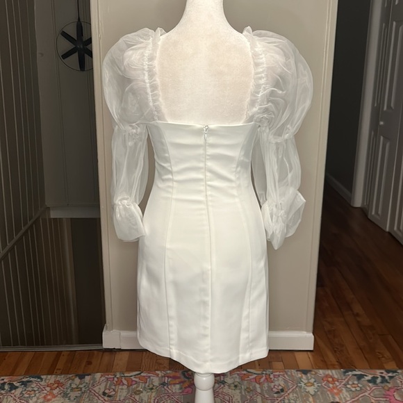 Amanda Uprichard Revolve Puff Sleeve Tia Dress in Ivory New Size XS Bridal - Picture 12 of 16